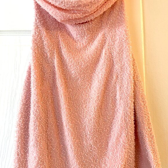 Stylish Enchanting Fit Oh Polly Blush Cowl Neck Embellished Pink Dress Size US 4 - Picture 5 of 5